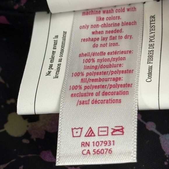 Justice puffer jacket black shimmer water resistant removable hood pockets - Picture 6 of 16